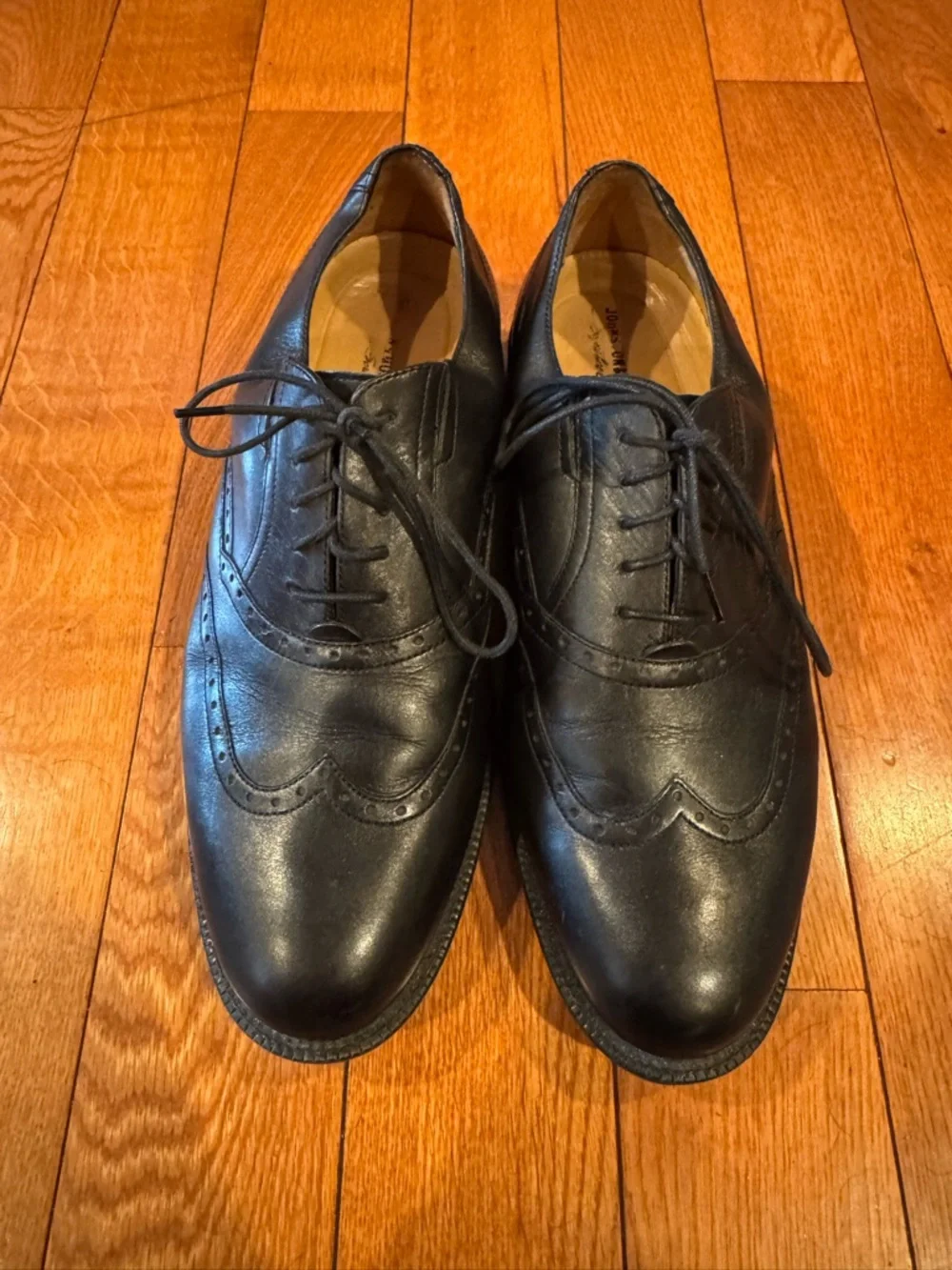 Johnston & Murphy Black Wingtip Oxford Dress Shoes Men’s 8.5W – Polished Leather